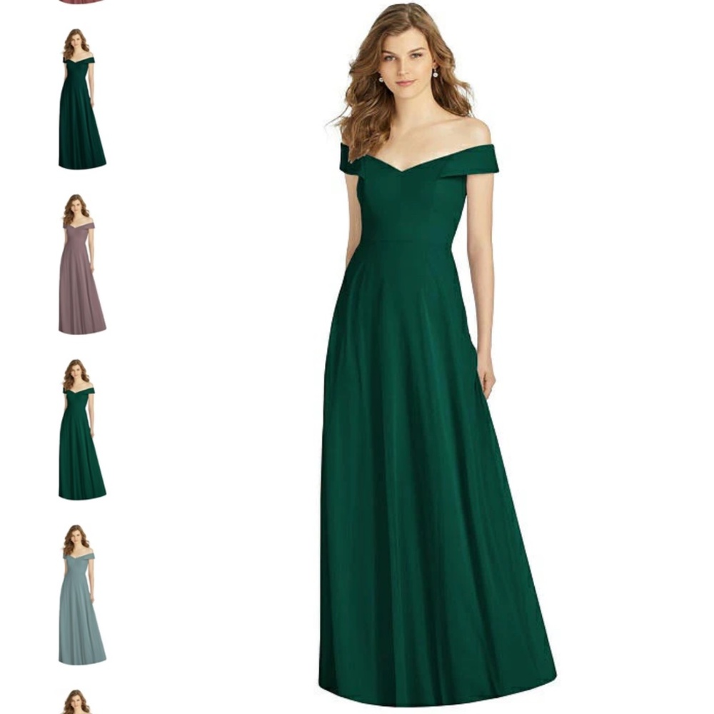 Green strapless formal gown